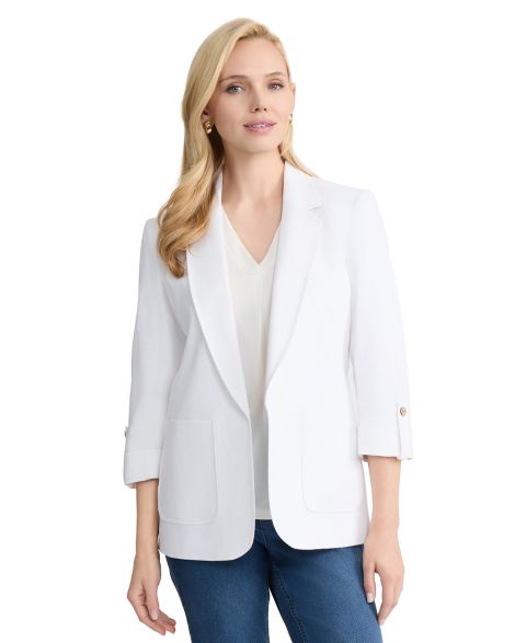 Женские куртки Jones New York Notch Collar Linen Patch Pocket Jacket