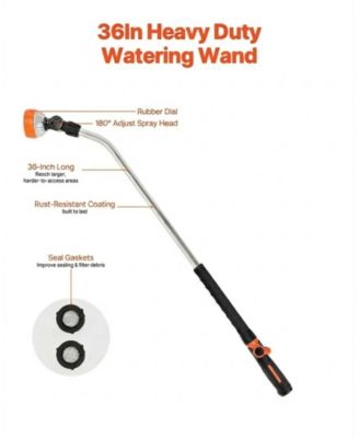 Watering Wand, 36-Inch, 8 Spray Patterns, Heavy Duty Garden Hose Nozzle