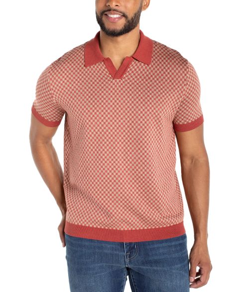 Мужской свитер Liverpool Los Angeles Short-Sleeve Johnny Collar Polo Sweater, цвет: Ржавый рыжевато-коричневый