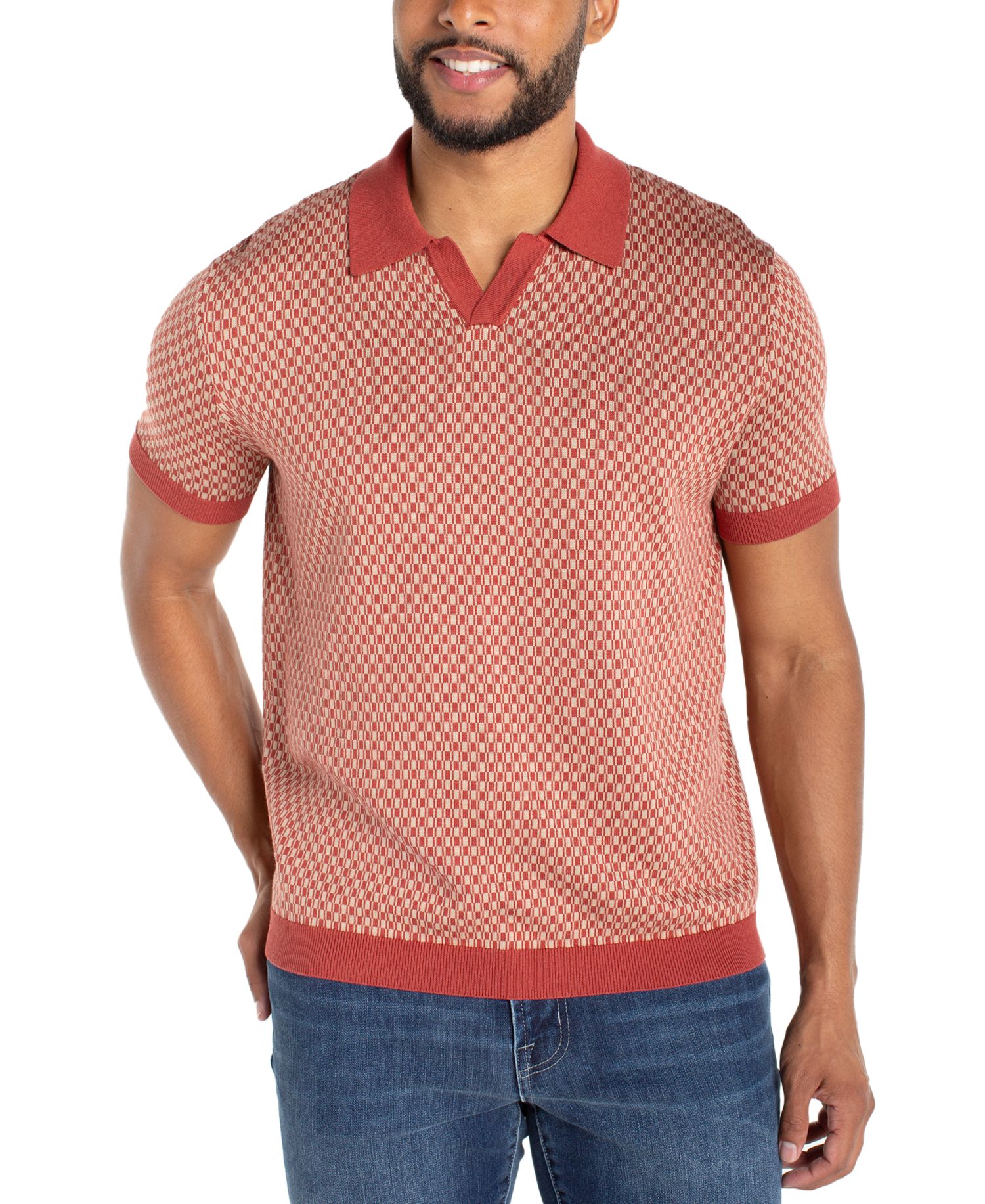 Men's Short-Sleeve Johnny Collar Polo Sweater