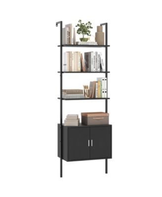72.5 in Tall Bookshelf with Cabinet, Metal Frame and Anti-Tipping Kits