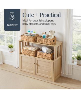  Scalloped Shelf Baskets, Woven Storage Bins, 4 Pack