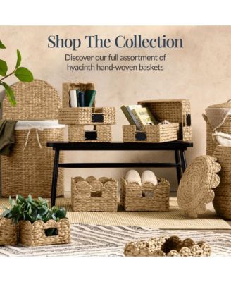 Scalloped Shelf Baskets, Woven Storage Bins, 2 Pack