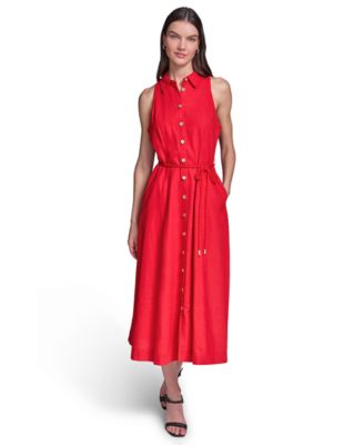 Women's Collared with Rope Belt Shirt-dress