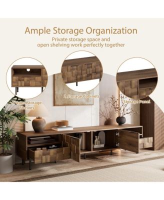 Mid-Century Modern TV Stand for TVs, Media Console Table with 2 Drawers, 4 Storage Compartments for Living Room