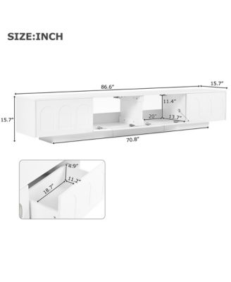 TV Stand with Fluted Tempered Glass Doors for TVs , Media Console Table with APP-Controlled LED Light for Living Room