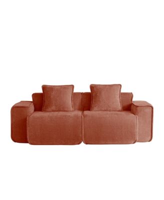 Elegant Velvet Deep Seat Loveseat - Boneless Couch with French Piping, High-resilience Foam and 2 Plush Pillows for Living Room