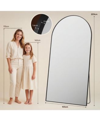 Full Length Mirror, 81"x41" Floor Mirror, Arch Floor Standing Mirror Freestanding for Bedroom, Hanging Mounted for Living Room Cloakroom, Gold