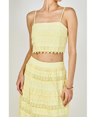 Women's Lace Trim Crop Top