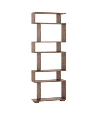 6-Tier Geometric Bookshelf with Anti-Tipping Kits, 24 x 8 x 64