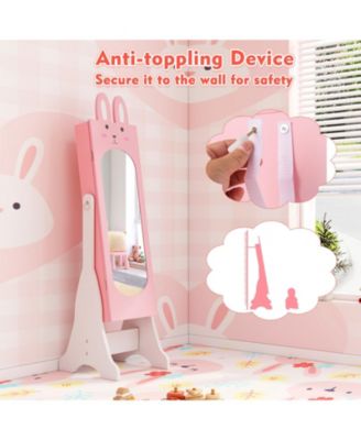 Kids Jewelry Armoire Cabinet with 2 Tilt Angles and Large Capacity