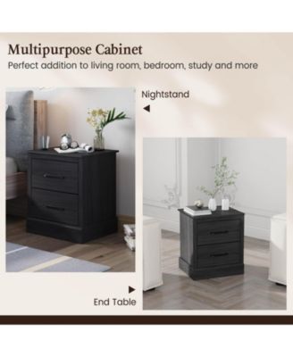 Wood Compact Floor Nightstand with Storage Drawers