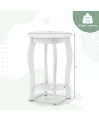 15 Inch 2-Tier Round End Table with Storage Shelf