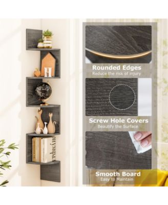 5-Tier Wall Mounted Corner Shelf with Floating Design, 8 x 8 x 50