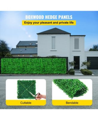 Artificial Boxwood Hedge Panels Set of 6, 20" x 20", for Outdoor/Indoor Decor