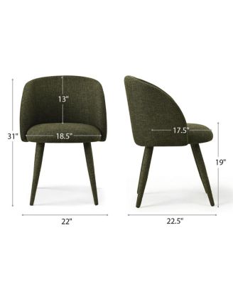  Set of 2 Fabric Upholstered Arm Dining Chairs with Metal Legs