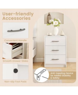 3 Drawer Nightstand with Storage for Living Room