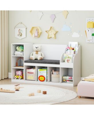 3-in-1 Kids Bookcase with Reading Nook and Cubby Storage, 53.5 in Wide