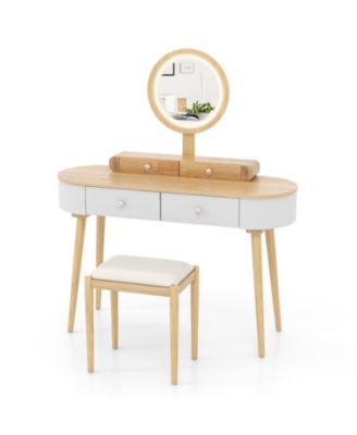 Makeup Vanity Table Set with LED Mirror and 3 Spacious Drawers