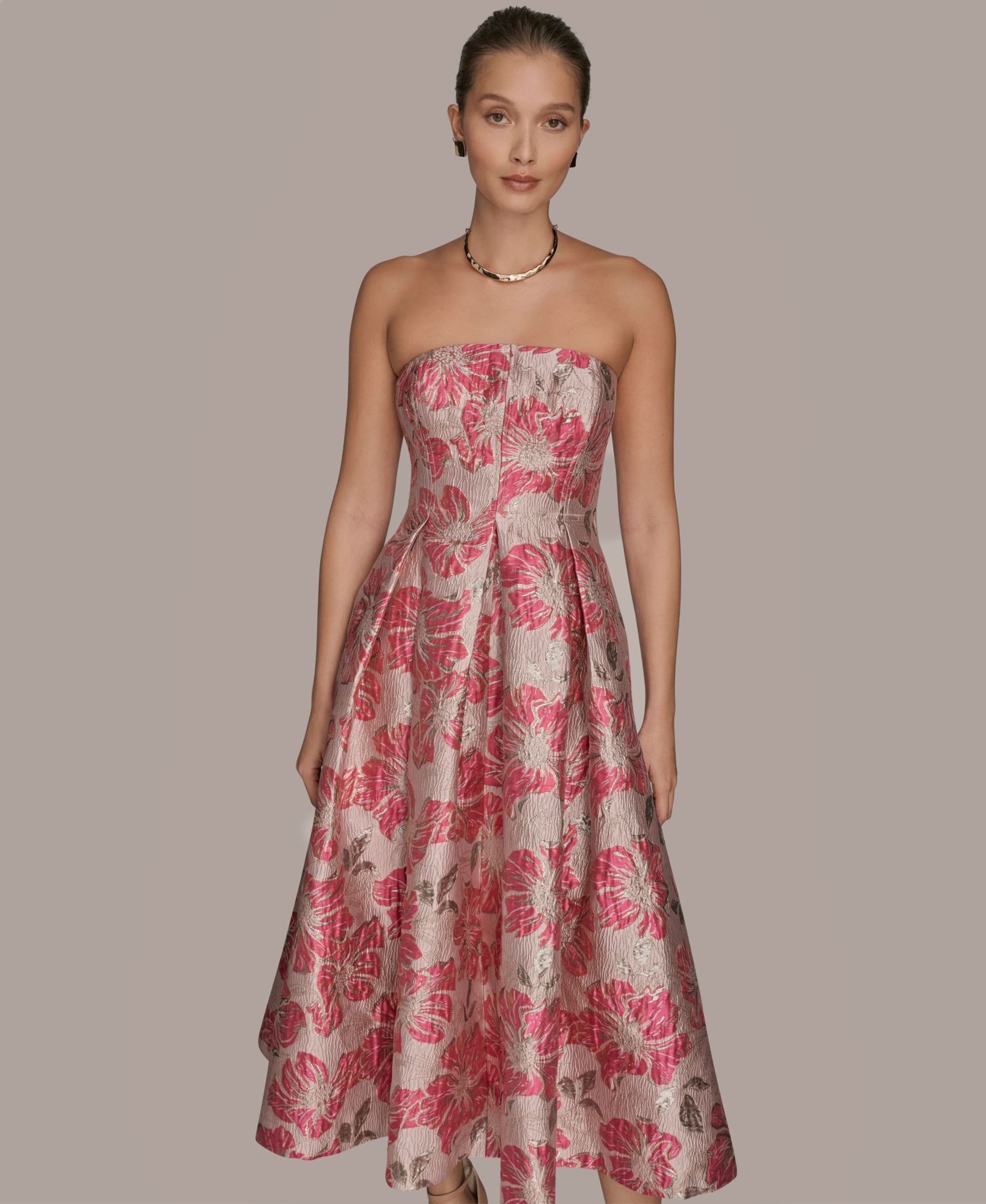 Women's Jacquard Strapless A-Line Dress