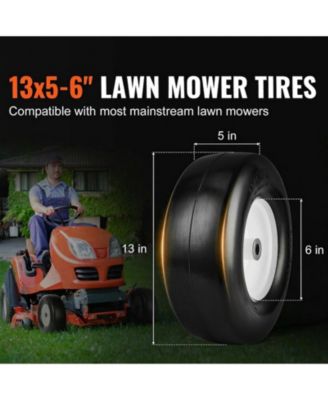 Lawn Mower Tires with Rim, 13x5-6", Tubeless, 2-Pack, Flat-Free PU Tires