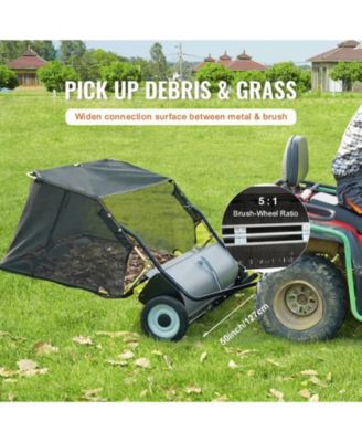 Tow Behind Lawn Sweeper, 50 in, 26 cu. ft Capacity, Adjustable Sweeping Height