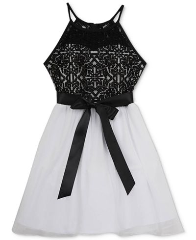 Rare Editions Lace Chiffon Halter Party Dress, Big Girls (7-16)