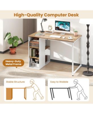 45 in Computer Desk with Five Storage Compartments and Metal Frame