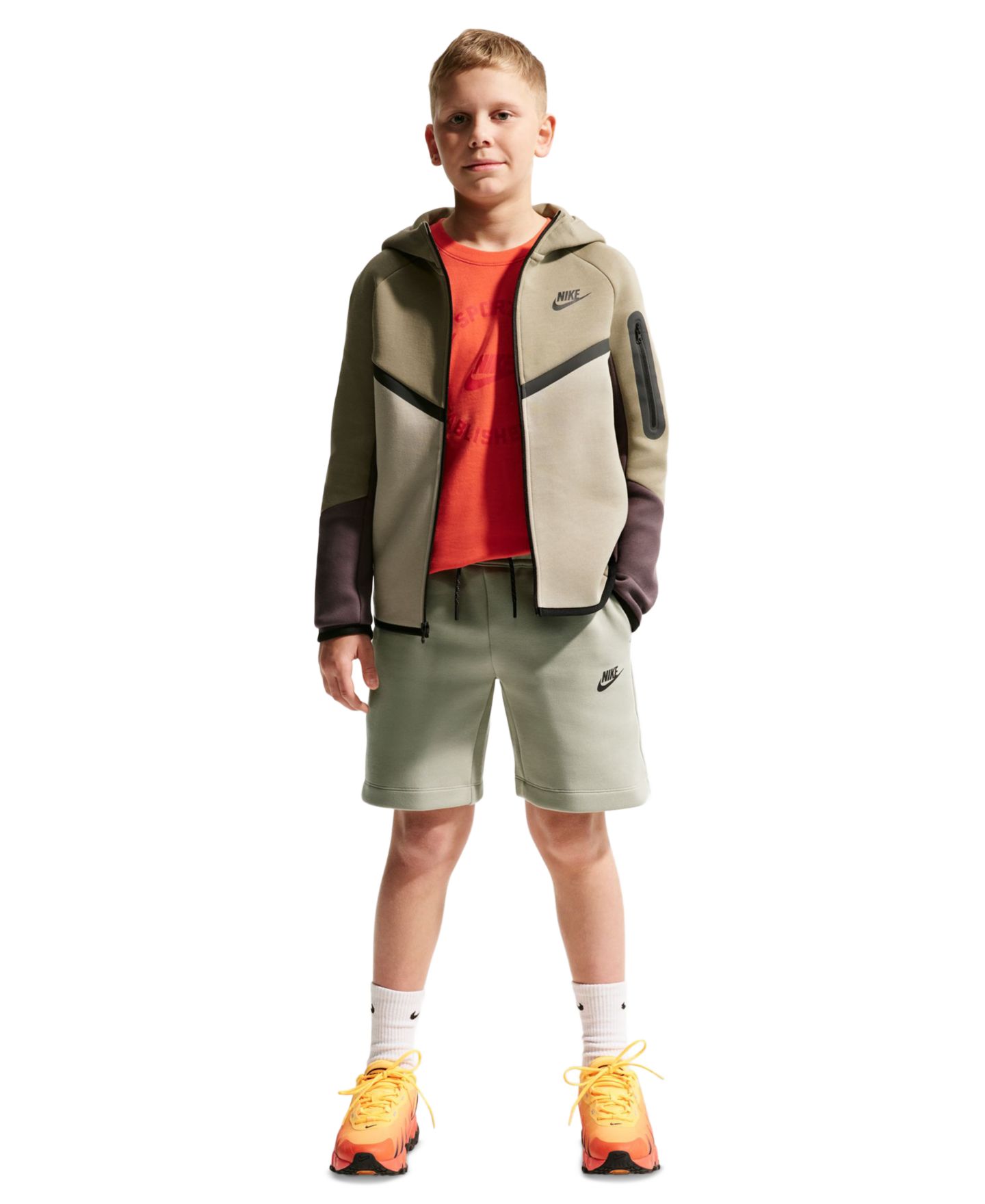 Шорты Nike Sportswear Tech Fleece для мальчиков, цвет: Еловый туманный — фото 2