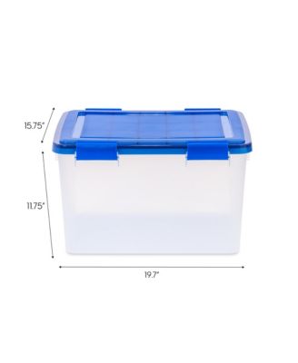 USA WEATHERPRO Airtight Plastic Storage Bins with Lids and Secure Latching Buckles, 46.6 Quart, Set of 4