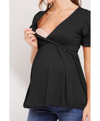Maternity Wrap Nursing Top with Empire Waist