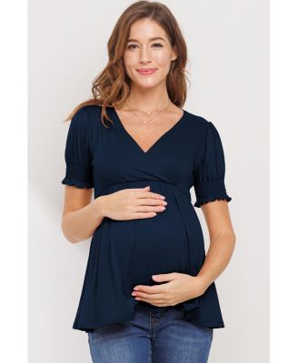 Maternity Wrap Nursing Top with Empire Waist