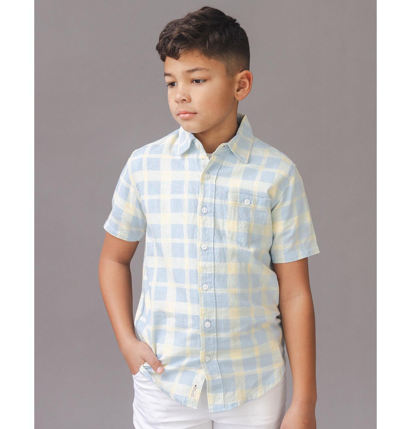 Рубашка Hope & Henry Linen Short Sleeve Shirt для мальчиков-малышей, цвет: Клетчатый — фото 3