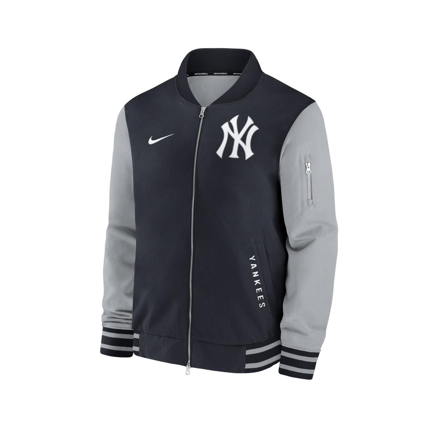 Men's Navy/Gray New York Yankees Authentic Collection Dugout Relaxed Full-Zip Bomber Jacket