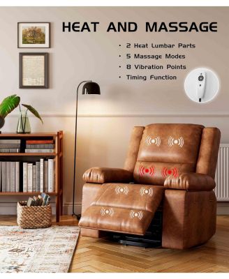 Oversized Wide Power Lift Recliner Chair - Heat and Massage, Adjustable Back and Legs, PU Leather Electric Lift Chair Designed for The Elderly