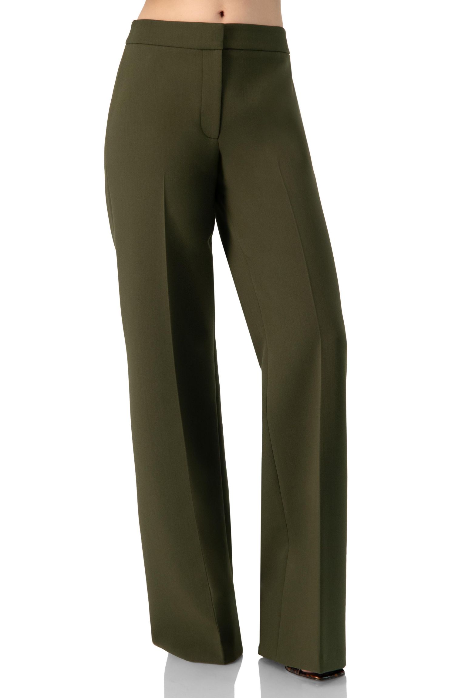 Women's Straight Solid Gabardine Trousers