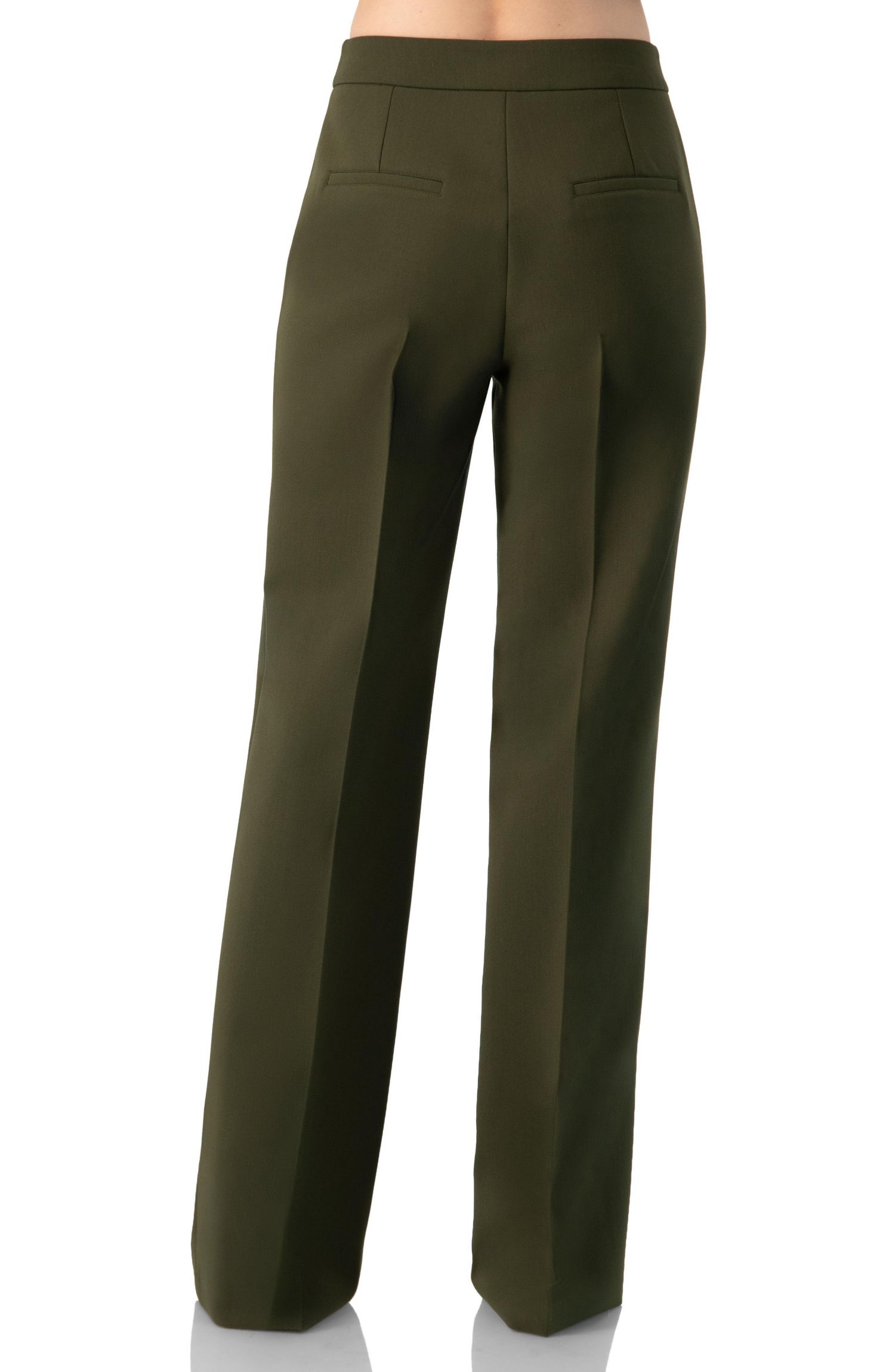 Women's Straight Solid Gabardine Trousers