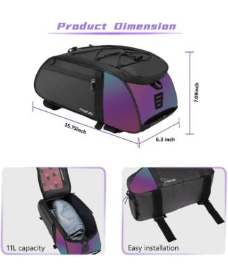 Waterproof Bike Rack Bag with Reflective Tail, Bicycle Rear Seat Trunk Storage with Shoulder Strap for Commuting Travel Cycling