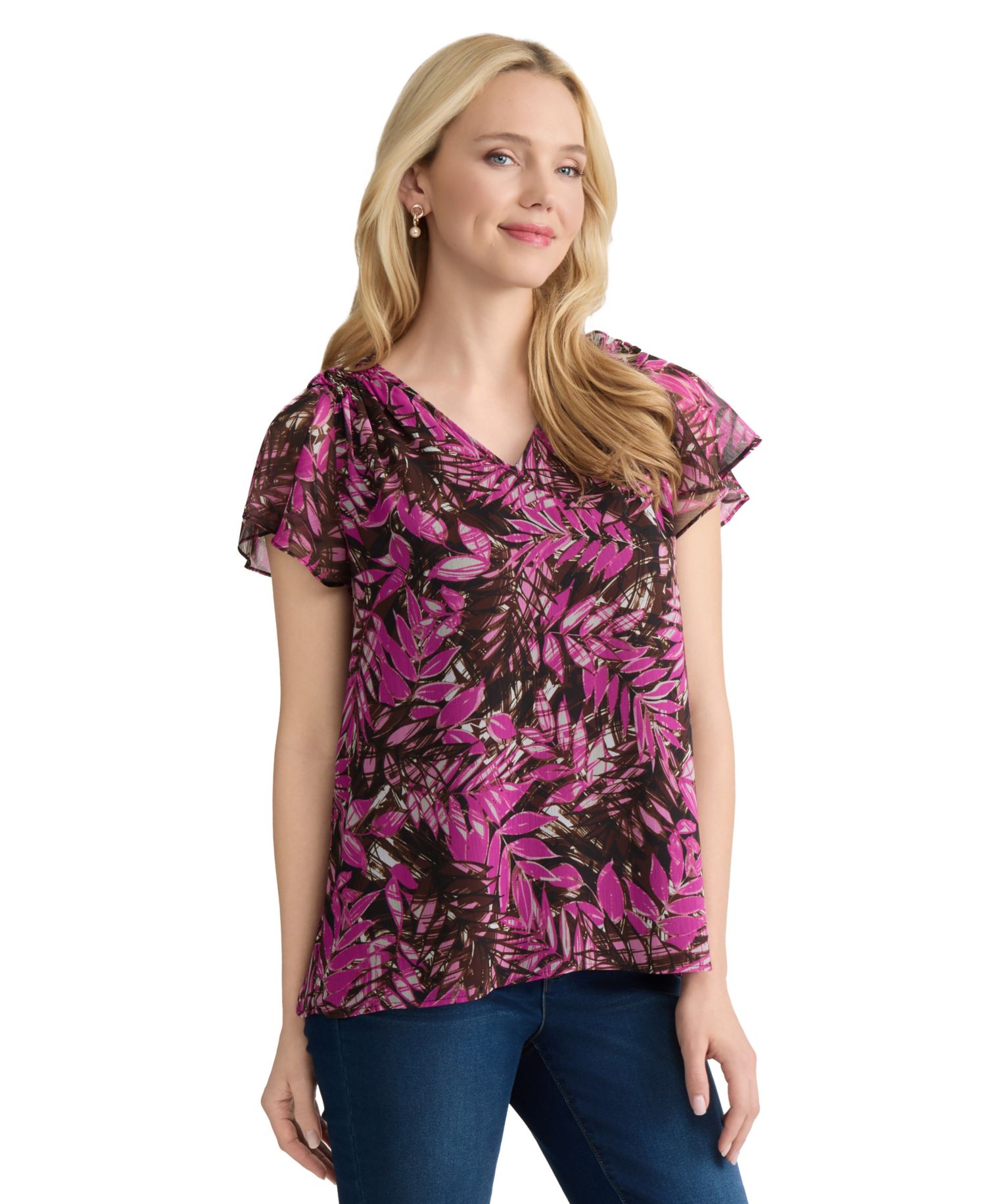 Women's Printed V-Neck Top