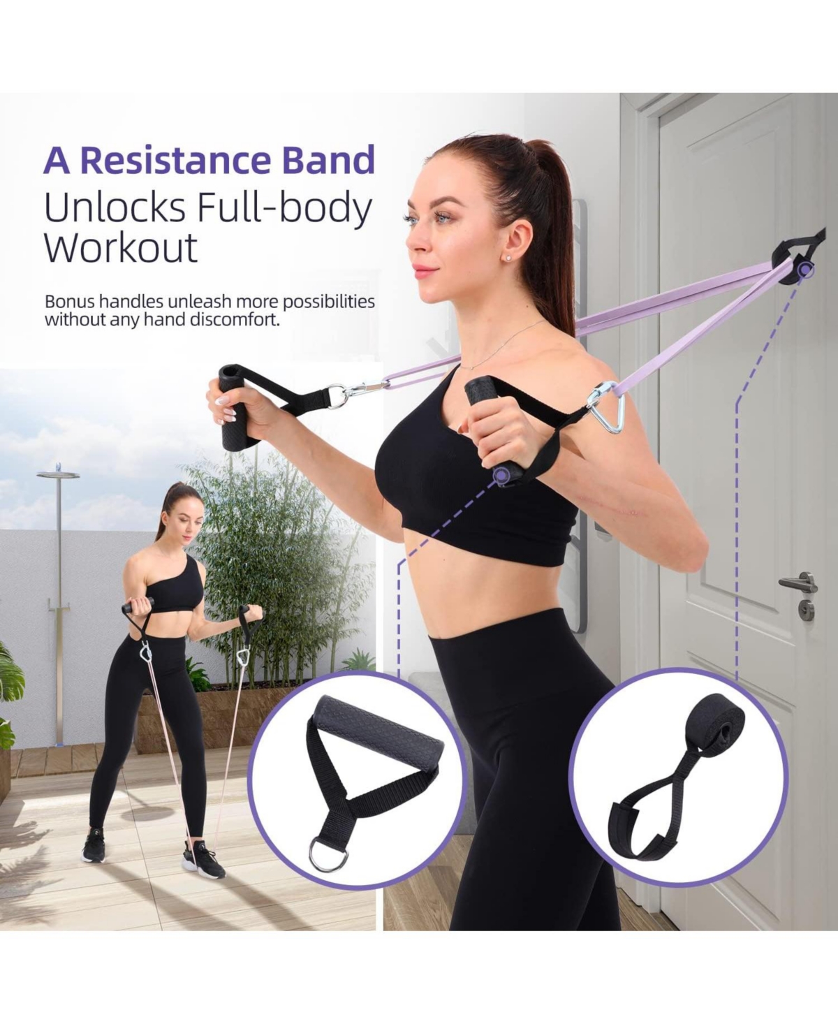 Sportneer 5 Level Resistance Training Pull Up Bands Set with Handles and Door Anchor