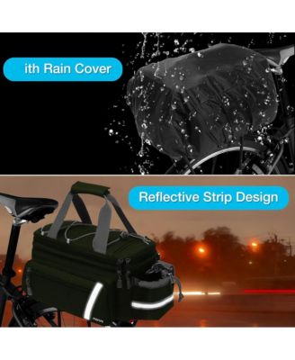 Insulated Bike Rack Bag with Rain Cover, Bicycle Trunk Cooler with Foldable Panniers for Commuting Travel Outdoor Cycling