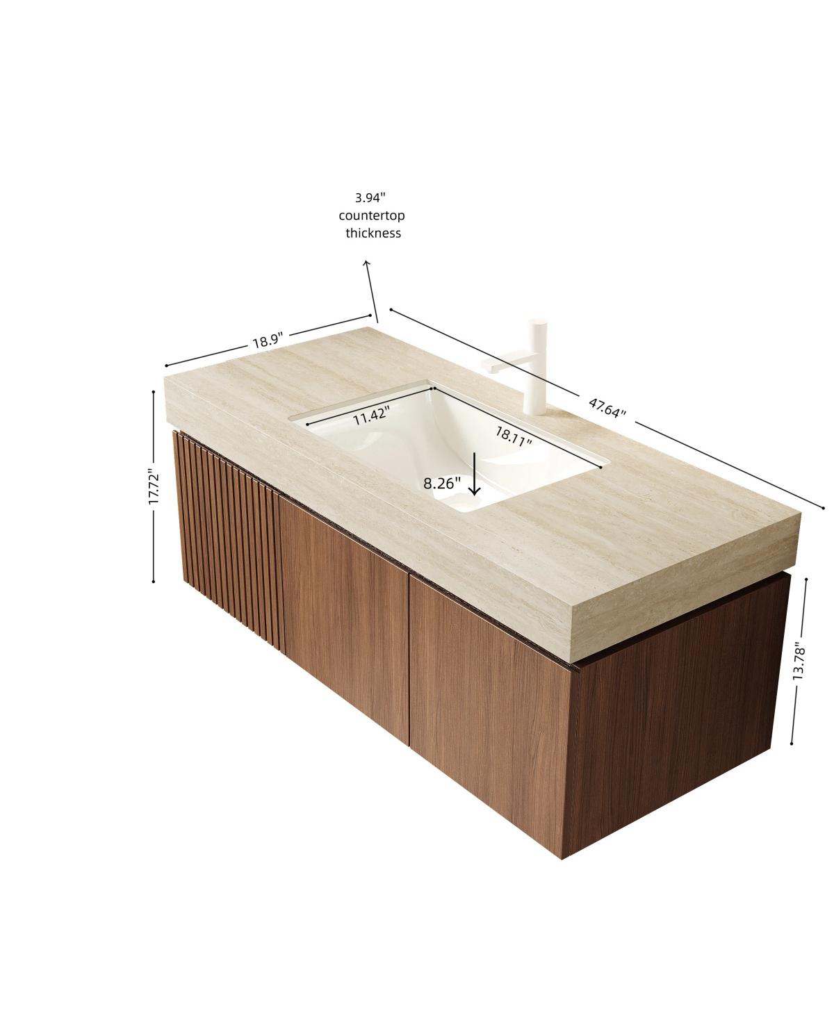 Sillysis Modern Floating Bathroom Vanity with Sintered Stone Top, Undermount Sink, Soft Close Drawer and Ample Storage