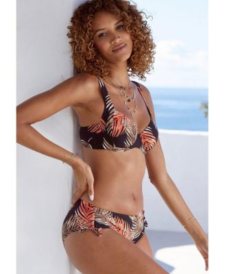 Women's Palm Print Underwire Bikini Swimsuit Top Bra Sizing
