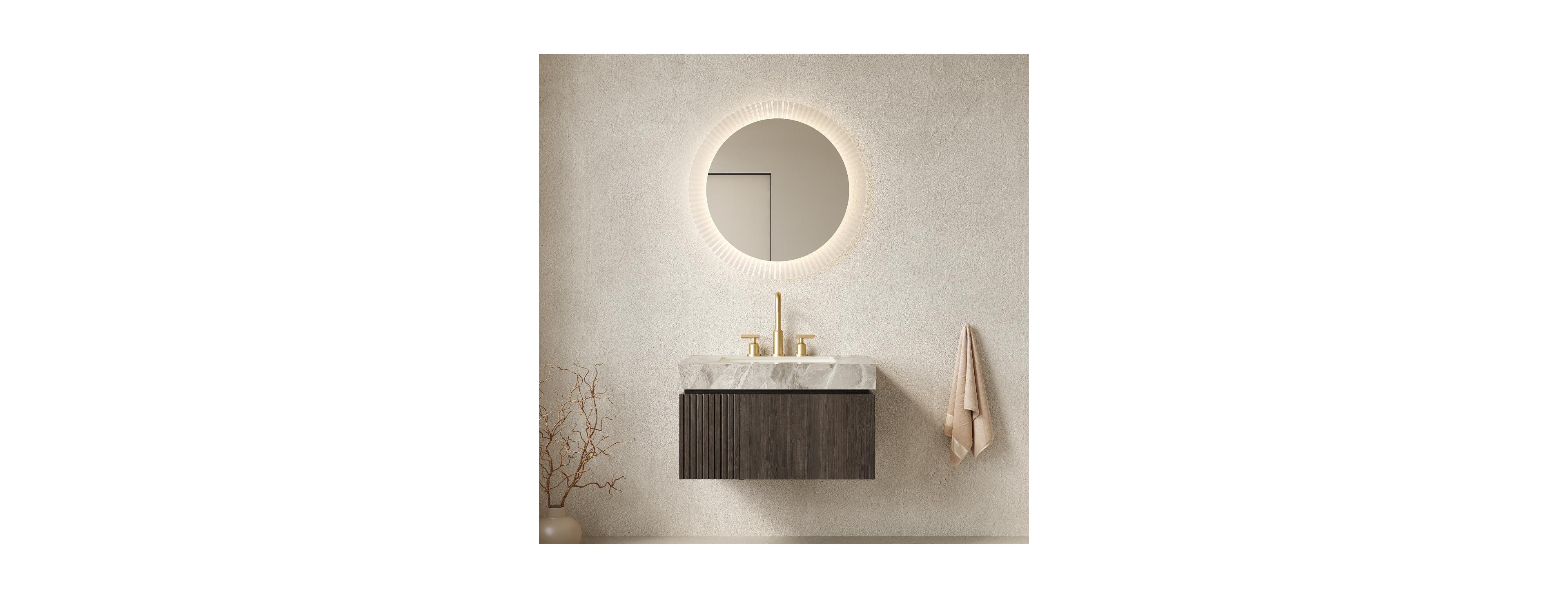 Sillysis Floating Bathroom Vanity with Italian Sintered Stone Top, Plywood Cabinet, 3 Hole Ceramic Sink, Soft Close Storage