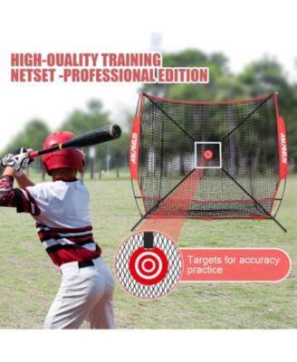 Baseball Softball Practice Net,Pitching Net,Batting Net,with Bonus Strike Zone,Target and Bow Frame,for Hitting,Pitching,Catching