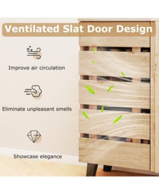 4-Tier Shoe Storage Cabinet with Louvered Doors and Removable Shelves, 31.5 x 13 x 34.5 in