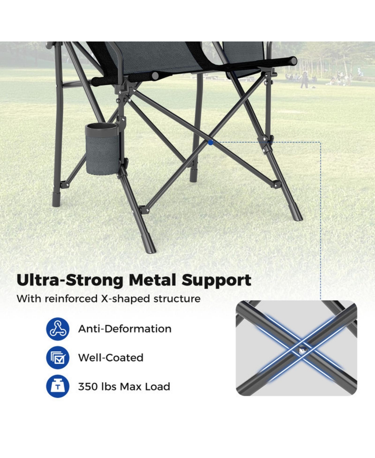Gouun Folding Camping Chair with Cup Holder and Side Pocket