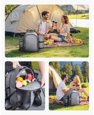 2-Person Picnic Backpack with Insulated Cooler, Blanket and Tableware Set