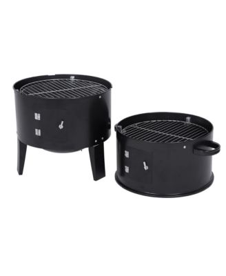 Detachable Vertical Charcoal Smoker - Portable BBQ Grill with Thermometer and Adjustable Air Vent