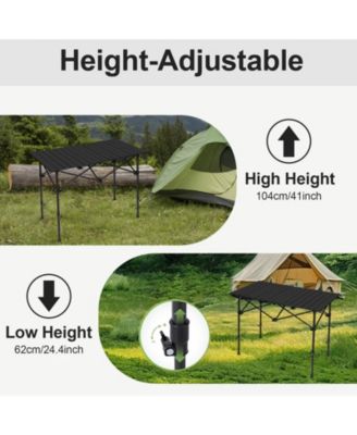 Camping Table Roll Up Fold Adjustable Height Aluminum Portable Camping Outdoor Recreation Gear